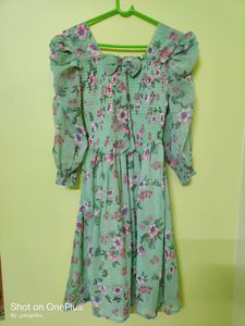 Light Green Color Knee Length Dress