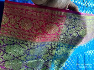 Elegant Blue &amp; pink Benarasi Saree