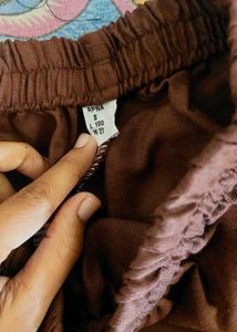 Brown Floral Embroidered Pant Set