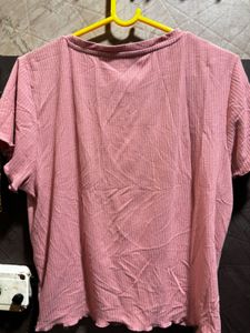 Floral Print &amp; Pink Ribbed Top