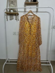 NEO NOIR A-Line Flared Yellow Maxi Dress