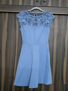 Chic Blue Lace Skater Dress