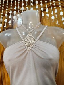 Elegant Halter Top with Lace Detail
