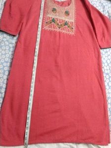 Embroidered Coral Warm Kurta