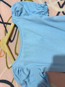 Cute Blue Puff Sleeve Top