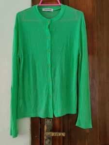 Green Button-Down Cardigan