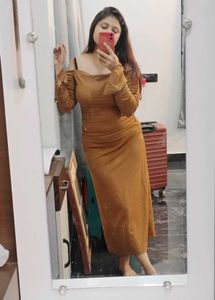 Brown Off-Shoulder Dress