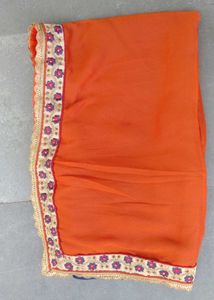 Orange Embroidered Sari