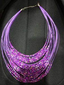 Purple Plastic Beads Choker