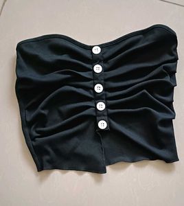Black Button-Up Tube Top