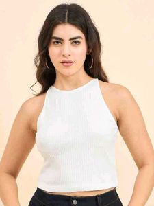 White Ribbed Tank Top