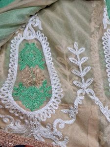 Soft Net Embroidery  Saree With  Out  Blouse  Pc