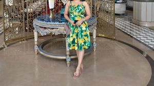 Green N Yellow One Piece Party Wear