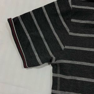 Striped Short Sleeve Hoodie Tee