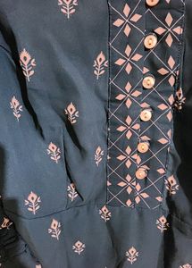 All Round Navy Ethnic Middi Dress Wd Belt