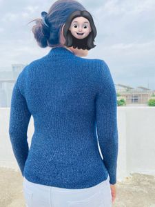 Blue Woollen Shiny Top