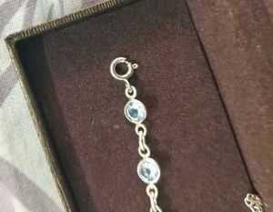 92.5 Silver Blue Topaz Anklets (3 In 1)