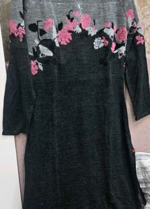 Floral Print Woolen Kurti