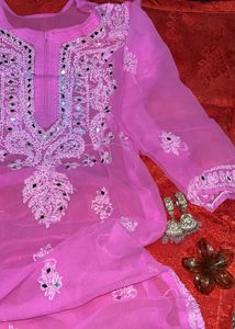 Pink Embroidered Kurta