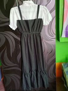 Black Jumper Dress with Blouse