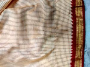 Orange With Meroon Golden Zari Border Silk saree