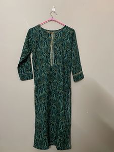 Green Printed Kurta set