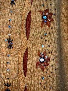 Embellished Turtleneck Orange Sweater