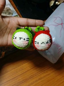 Fruity cats crochet keychain