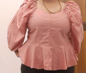 Pink Puff Sleeve Top