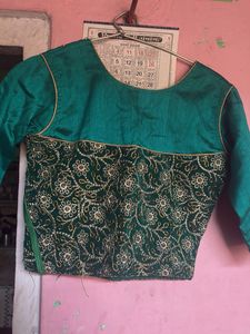 Embroidered Green Blouse and lengha
