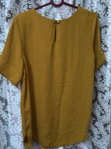 Mustard Yellow Button Detail Top