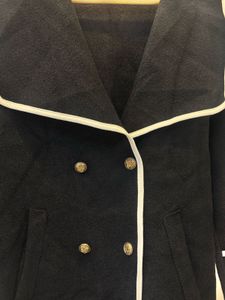 Chic Navy &amp; White Trim Coat