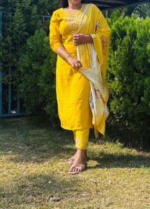 Yellow Embroidered Kurta Set