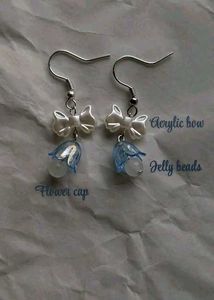 Cute Bow &amp; Bluebell Earrings ✨🦪🩵