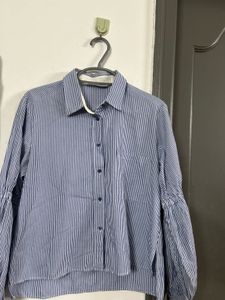 Striped Balloon Sleeve Shirt