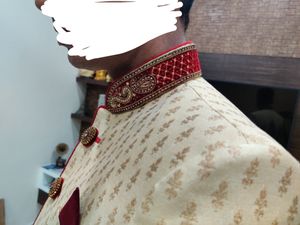 Men Sherwani Dhoti Stitched Set -Cream &amp; Maroon