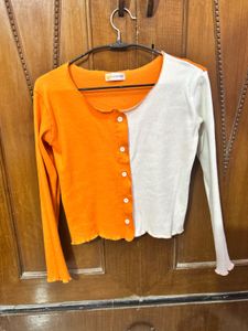 Trendy Dual-Tone Long Sleeve Top