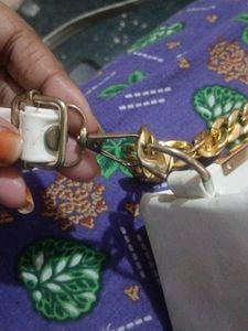 White &amp; Gold Chain Bag