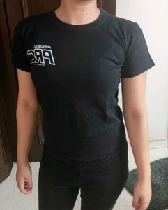 Women Black Casual Cotton Tshirt