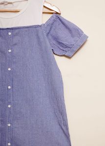 Striped Cold Shoulder Button-Up Dress