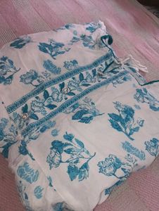 White Blue Short Kurti.