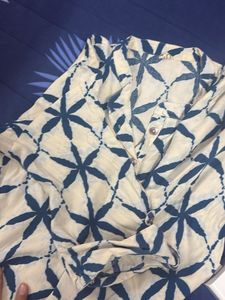 Blue &amp; White Printed Kurta