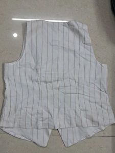 Westside Off-White Striped Waistcoat