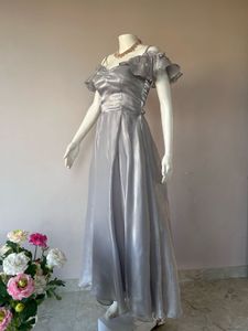 Elegant Silver Off-Shoulder Dress
