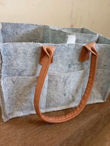Felt Tote Bag with Leather Handles