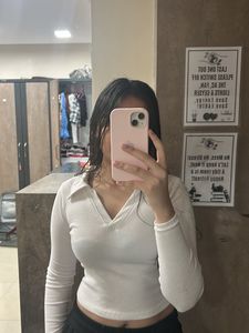 White Long Sleeve Crop Top