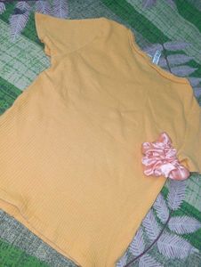 Cute Dog Print Shorts &amp; Yellow Top Set