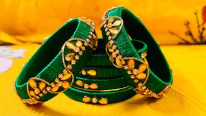 Silk Thread Green Bangles Size 2-4