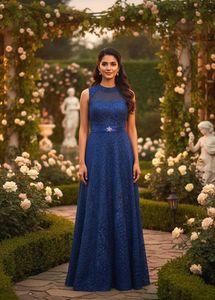 Elegant Blue Party/wedding Ethnic Gown