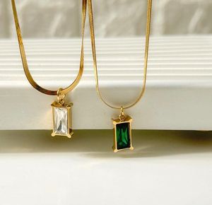 White/Green Pendant Necklace Anti-tarnish
